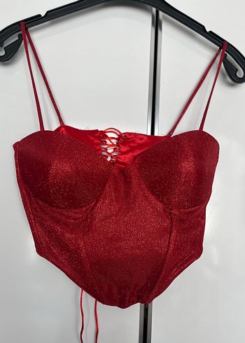 Parlak Kırmızı Mini Strappy Bustiyer