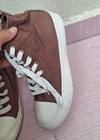 35 Beden kahverengi Renk Kadın Kahverengi Süet Bağcıklı Spor Ayakkabı