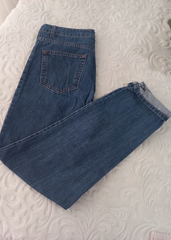 Kadın Mavi Denim Bol Kesim Jean