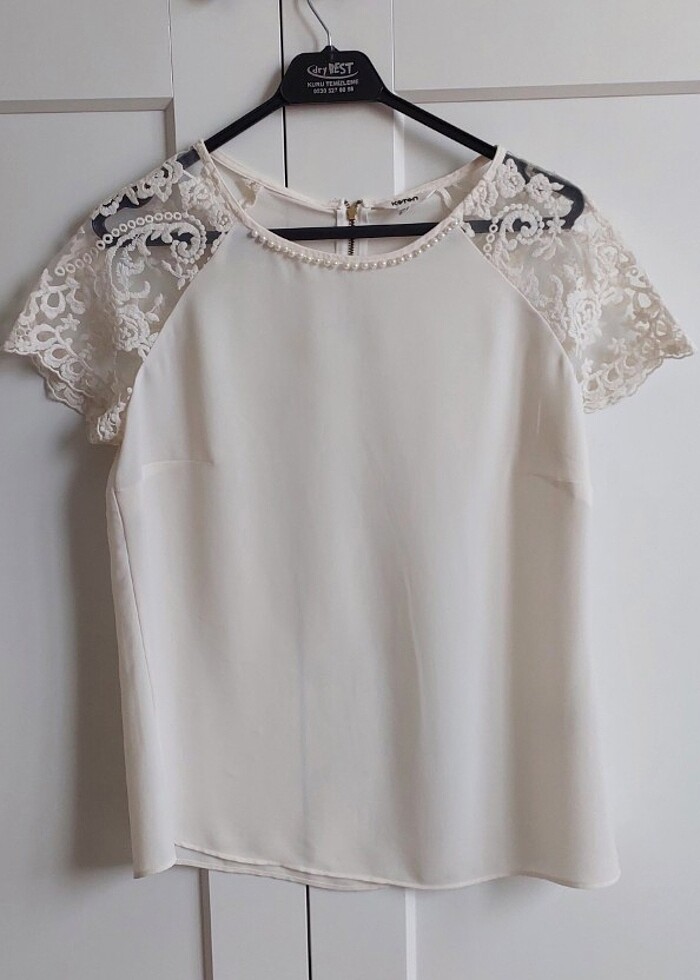 İnci Detaylı Krep Bluz - Görsel 3