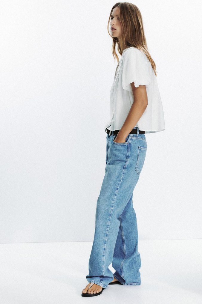 Dantel Detaylı Beyaz V Yaka Kadın Gömlek - Görsel 3