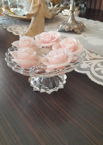 Pembe Gül Şeklinde Mum Seti