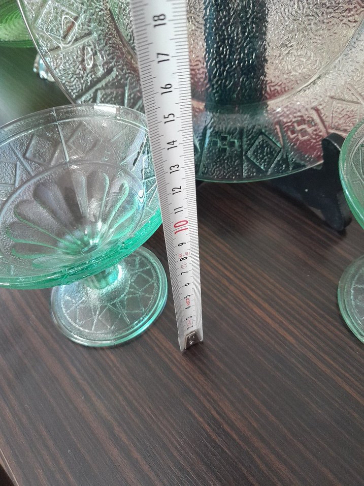 Vintage Yeşil Cam  ayaklı sunumluk - Görsel 4