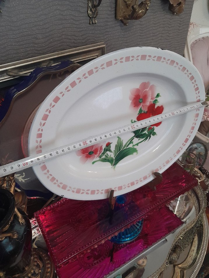 Antik metal tepsi sunumluk - Görsel 4