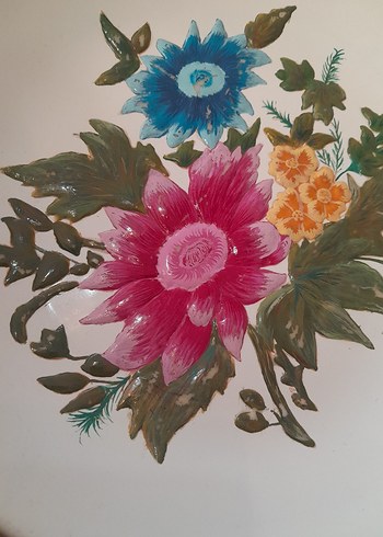 Çiçek Desenli Çok Renkli Tabak italyadan - Görsel 5