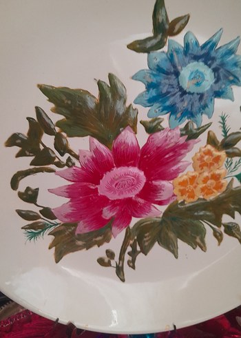 Çiçek Desenli Çok Renkli Tabak italyadan - Görsel 2