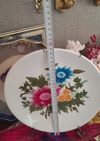 Çiçek Desenli Çok Renkli Tabak italyadan - Görsel 3