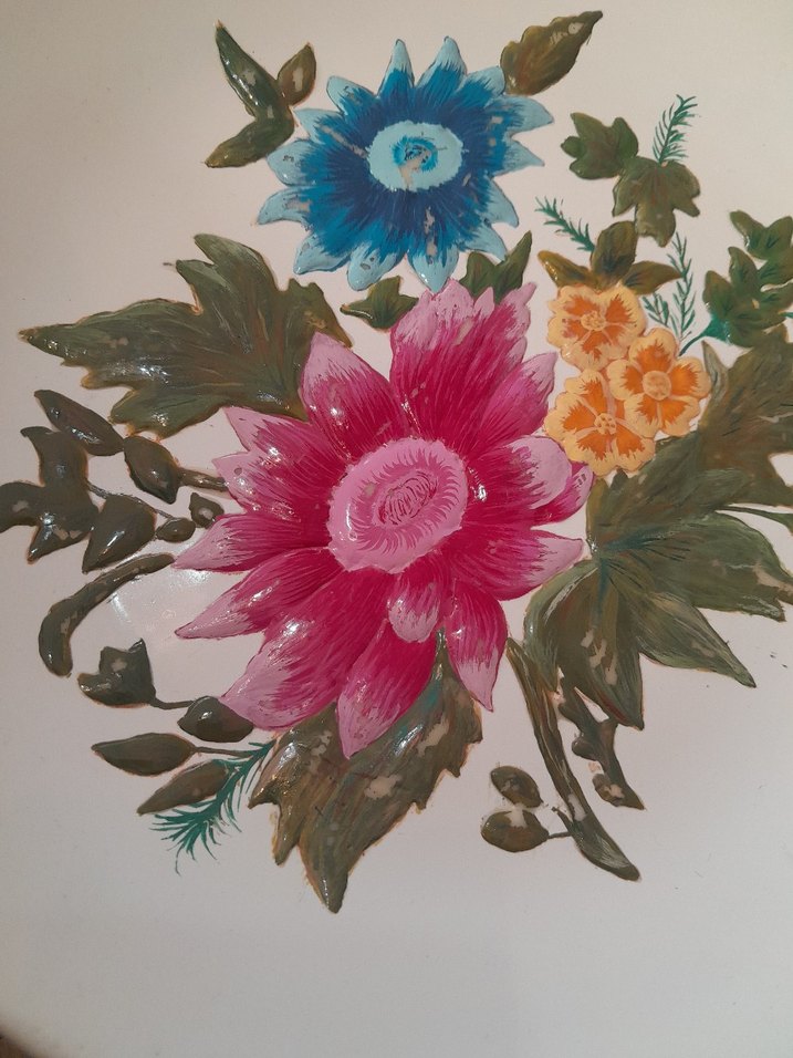 Çiçek Desenli Çok Renkli Tabak italyadan - Görsel 5