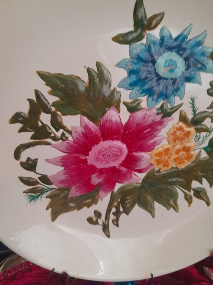 Çiçek Desenli Çok Renkli Tabak italyadan - Görsel 2