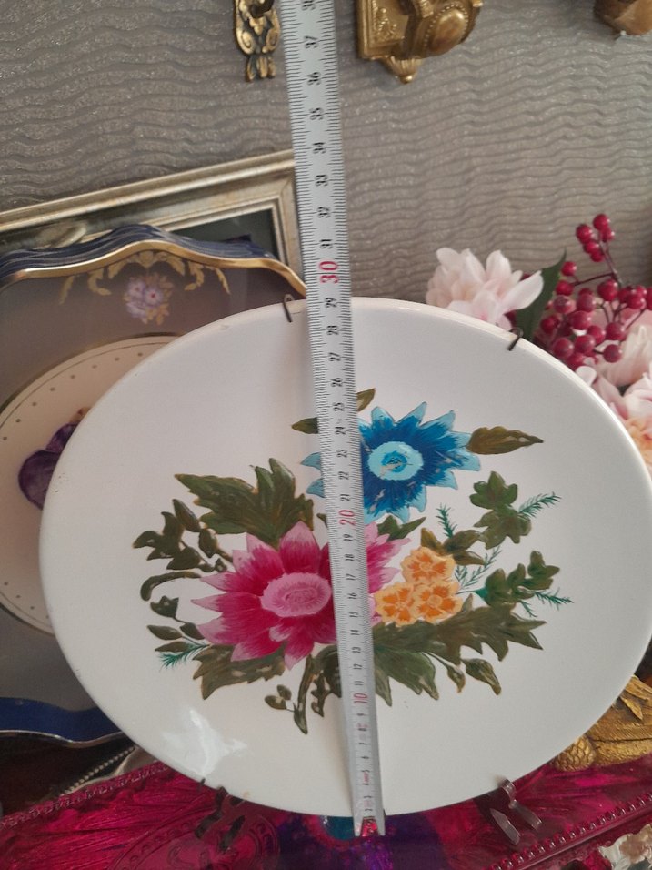 Çiçek Desenli Çok Renkli Tabak italyadan - Görsel 3