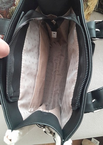 Tokalı Siyah Deri Kadın Çanta - Görsel 5