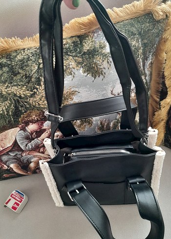 Tokalı Siyah Deri Kadın Çanta - Görsel 3