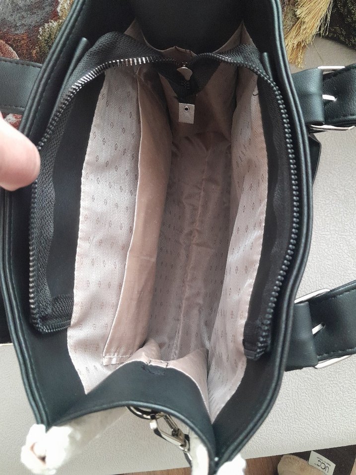 Tokalı Siyah Deri Kadın Çanta - Görsel 5