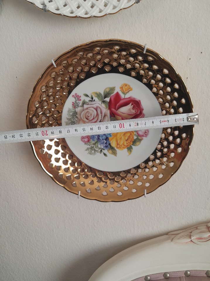 Antik Altın Renkli Çiçek Desenli Dekoratif Tabak - Görsel 2