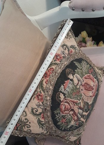 Antik fransız goblen kırlent - Görsel 3