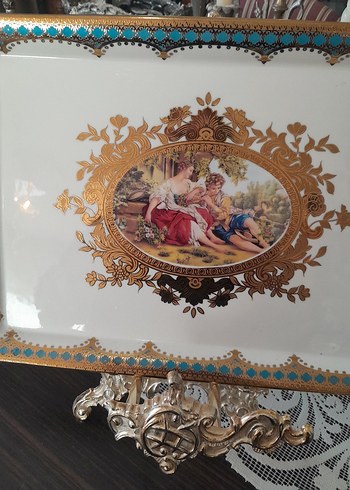 Eski dönemli yurtdışından porselen sunumluk dekor tabağı - Görsel 2