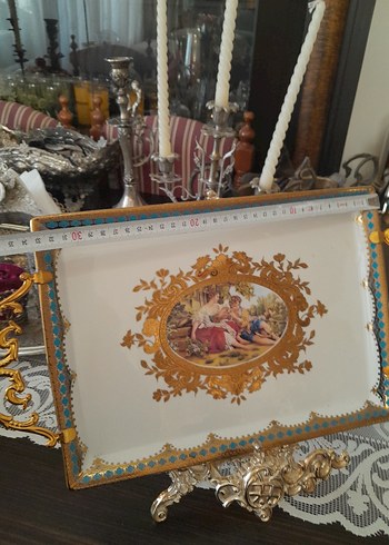 Eski dönemli yurtdışından porselen sunumluk dekor tabağı - Görsel 4