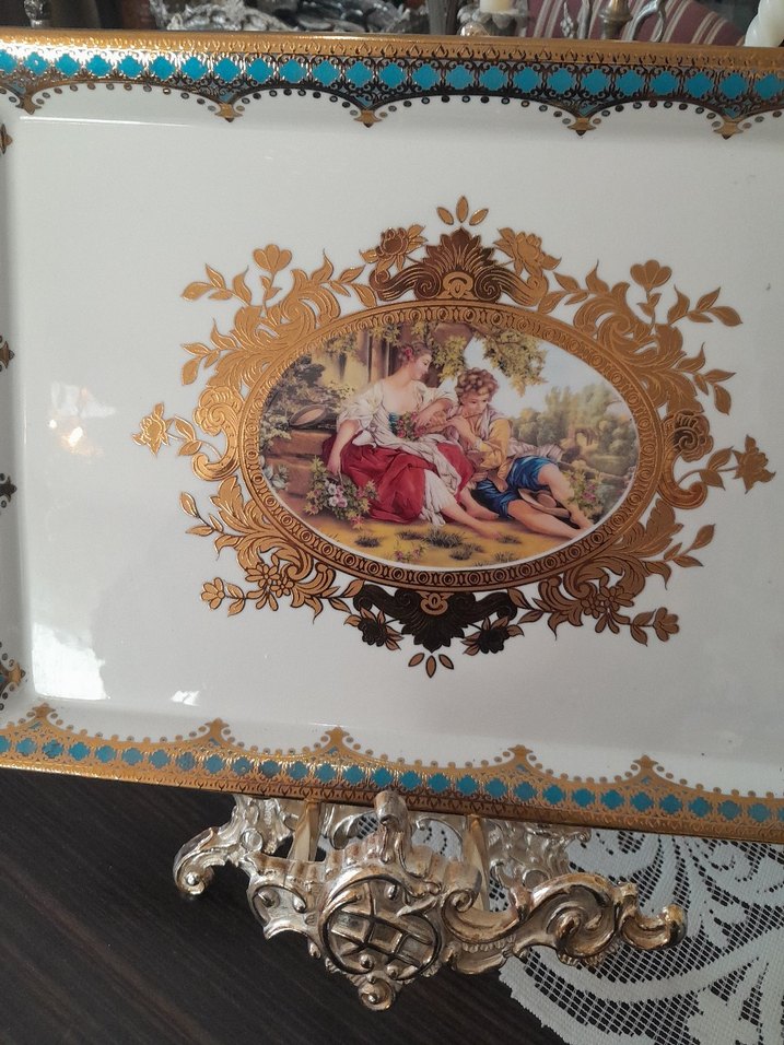 Eski dönemli yurtdışından porselen sunumluk dekor tabağı - Görsel 2