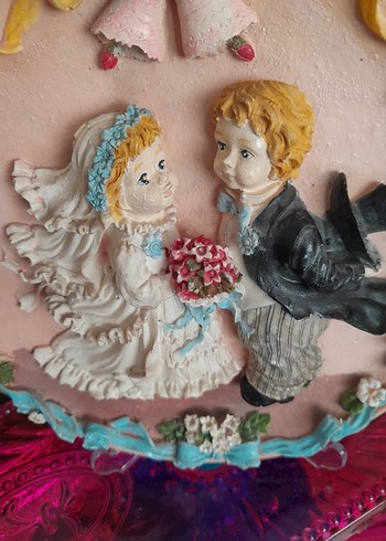 Antik italyan Çift Figürlü bisküvi Dekoratif Tablo - Görsel 2