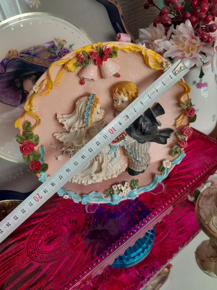 Antik italyan Çift Figürlü bisküvi  Dekoratif Tablo - Görsel 4