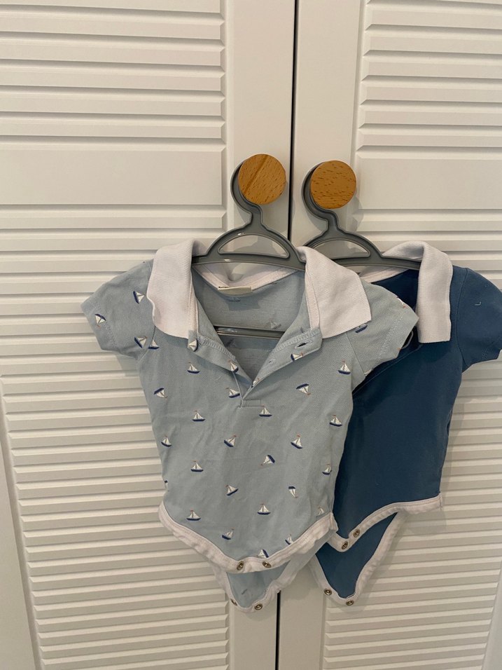 Düğmeli Yakalı Kısa Kollu Erkek Bebek Body - Görsel 2