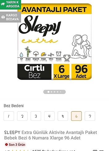 Sleepy 6 numara bebek bezi