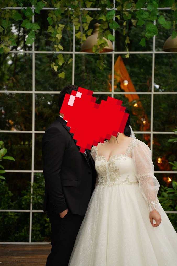 Uzun Kollu Straplez Prenses Gelinlik - Görsel 4