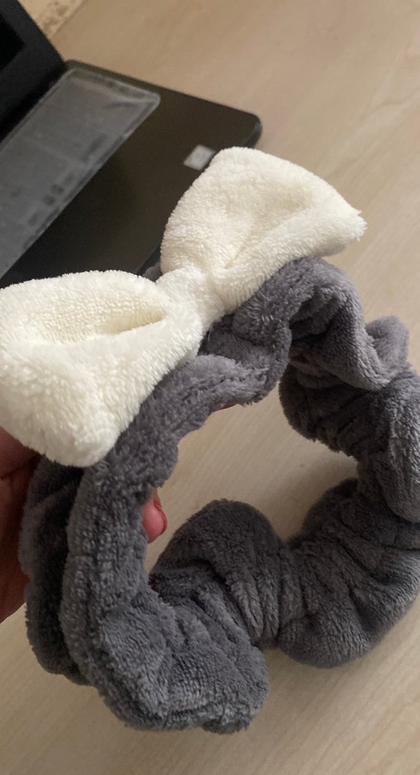 Gri peluş detaylı bohem saç tokası saç bandı - Görsel 2