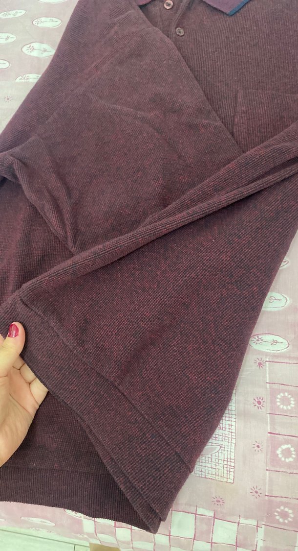 Bordo Uzun Kollu Polo Tişört erkek 3xl bordo polo yaka - Görsel 4