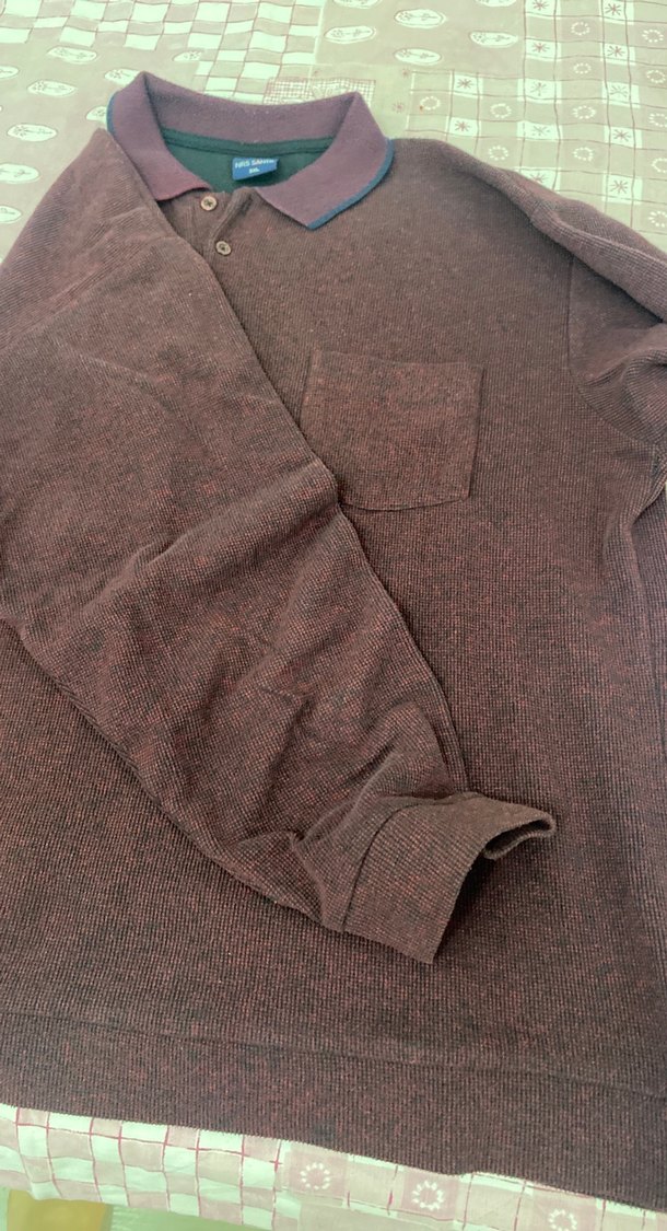 Bordo Uzun Kollu Polo Tişört erkek 3xl bordo polo yaka - Görsel 3