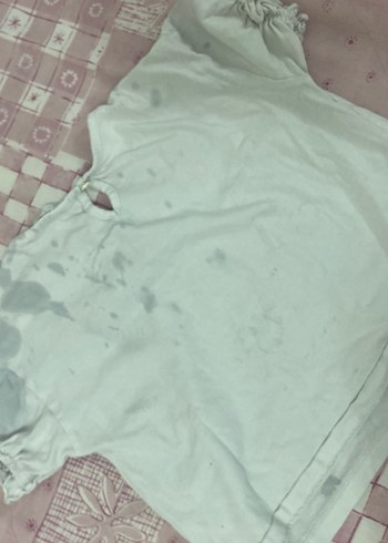 Kız Çocuk Beyaz Nakışlı Fırfırlı Tişört - Görsel 3