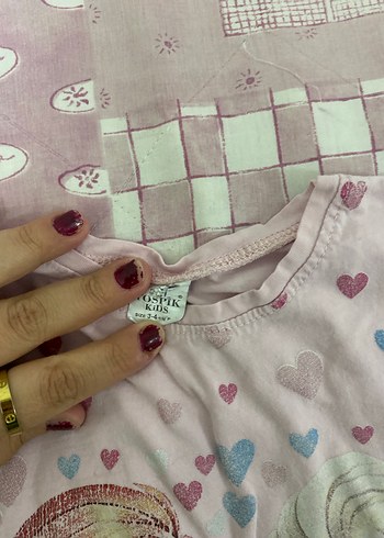 Kız Çocuk Pembe Baskılı Kısa Kollu Tişört - Görsel 2