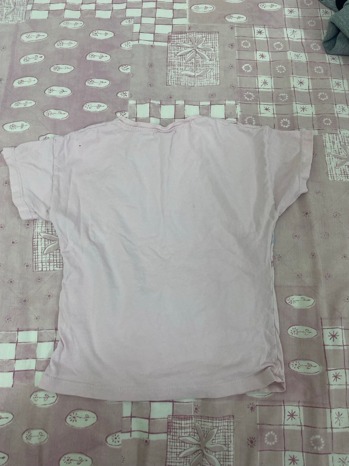 Kız Çocuk Pembe Baskılı Kısa Kollu Tişört - Görsel 3