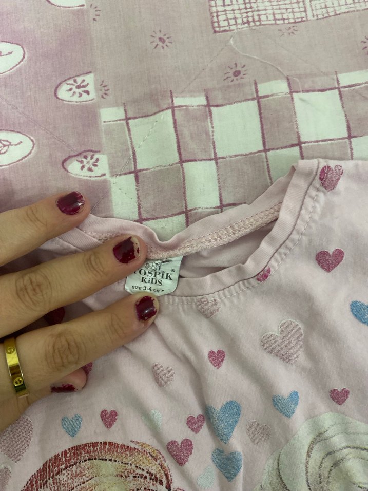 Kız Çocuk Pembe Baskılı Kısa Kollu Tişört - Görsel 2