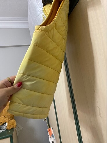11-12 Yaş Beden sarı Renk Erkek çocuk sarı yelek mont