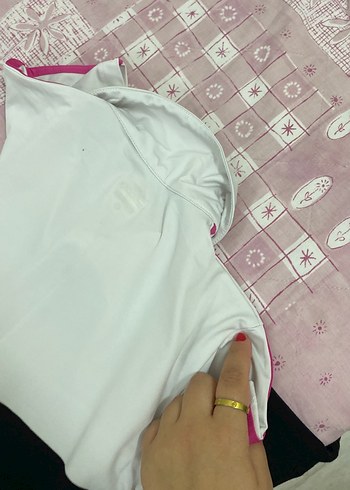 Kadın Beyaz Siyah Polo Yaka Tişört - Görsel 3