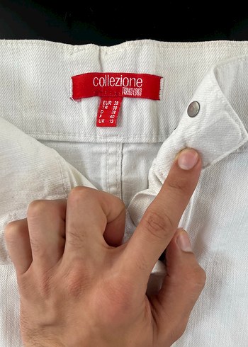 Collezione Beyaz Kot Mini Etek Kemerli