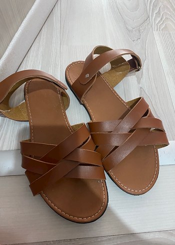 Kahverengi Deri Kadın Sandalet - Görsel 2