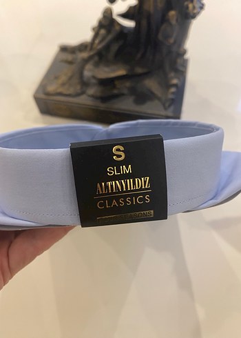 s Beden mavi Renk Mavi Erkek Ofis Gömleği, Uzun Kollu, slim Fit