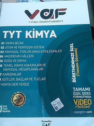Çap yayınları Vaf tyt kimya 