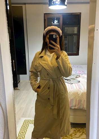 Zara Bej Midi Kadın Trençkot