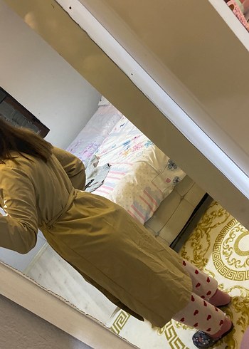 36 Beden camel Renk Bej Midi Kadın Trençkot