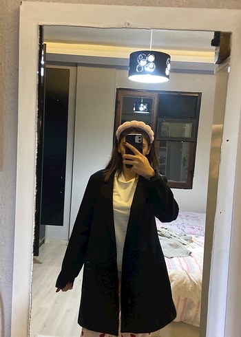 xl Beden siyah Renk Siyah Kadın Midi Blazer kaban