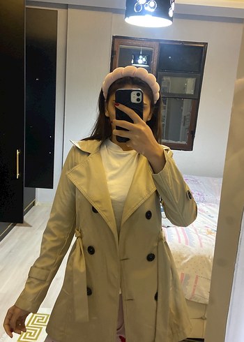 diğer Beden camel Renk Bej Midi Kadın Trençkot