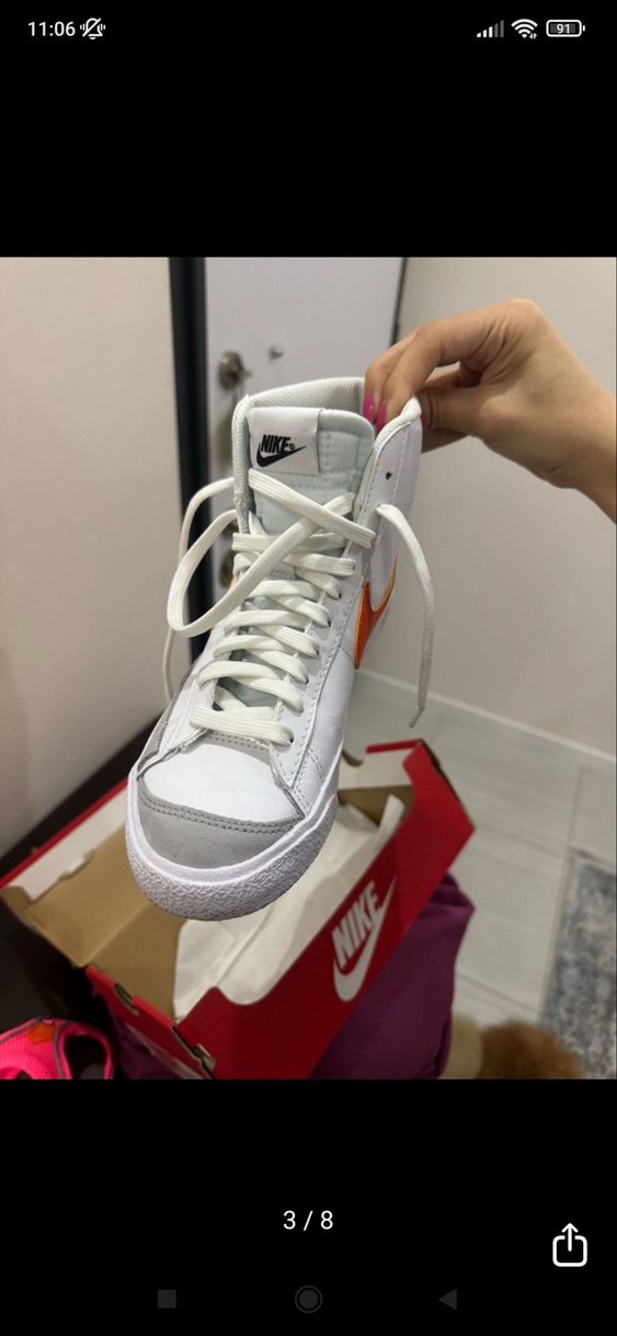 Beyaz Turuncu Nike blazer mid - Görsel 2