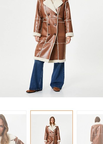 Kahverengi Deri Uzun Kürklü Ceket - Görsel 3