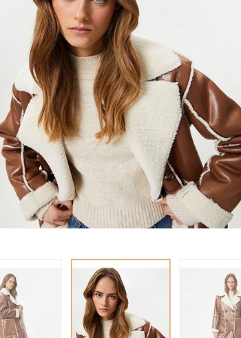 Kahverengi Deri Uzun Kürklü Ceket - Görsel 2