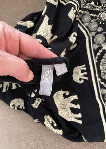 Asos Siyah Desenli Bohem Kadın Şort Tulum