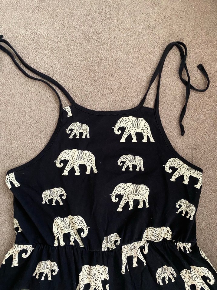 Siyah Desenli Bohem Kadın Şort Tulum - Görsel 2