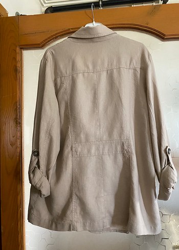 LC Waikiki Bej Düğmeli Keten Midi Ceket
